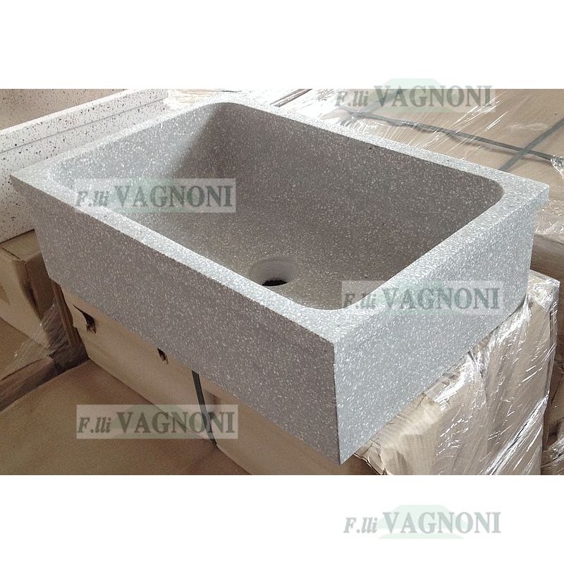 LAVANDINO IN GRANIGLIA DI MARMO E CEMENTO LEVIG. CM 68x45x24